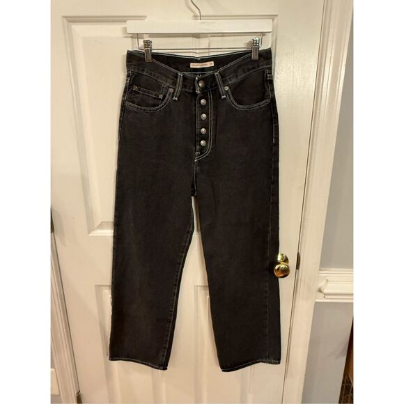 Levi’s Black Ribcage Button Front Straight Ankle Jeans sz 28 NWOT - Picture 3 of 7
